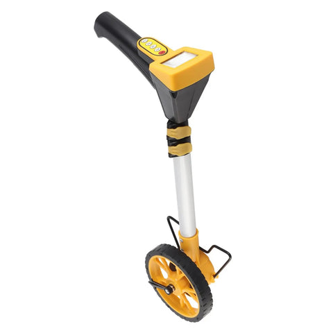 Ejoyous Digital Distance Measuring Wheel, 0-99999.9 m, 0.5% Error with digital readout and yellow wheel for precise measurements.