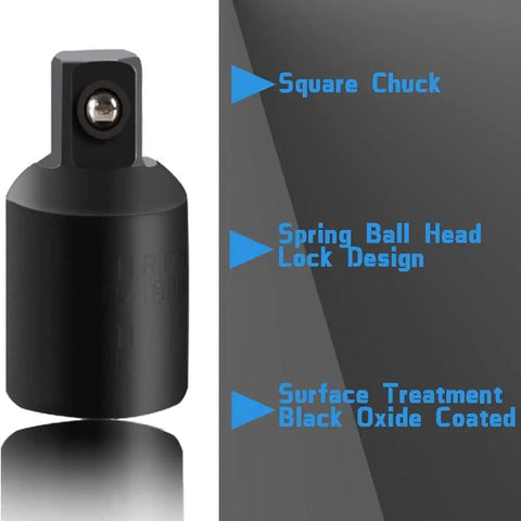 Pro Grade Power Drill Socket Adapters And Reducers Set, Impact Grade, 4 Piece, spring ball head lock, black oxide coated