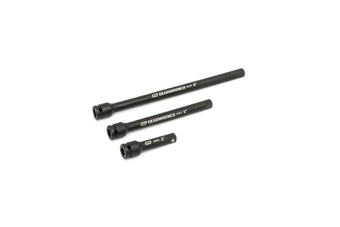 Seventeen Piece Impact Drive Tool Accessories Set For One Quarter Inch Three Eighths Inch And One Half Inch Drives displayed individually.