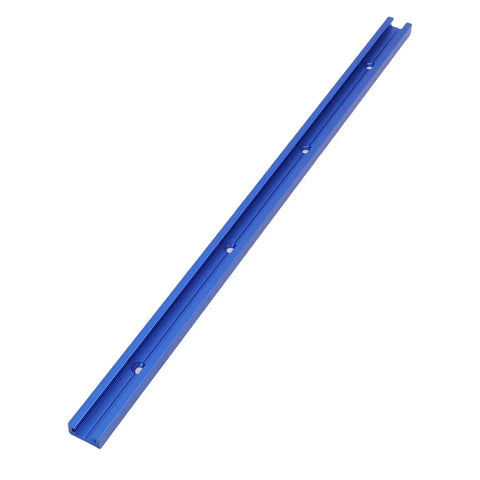 Aluminum T Track for Woodworking Jigs and Clamps, 15.7 Inch, 3/4 Inch Wide, 3/8 Inch Deep, blue anodized finish, 4 pre-drilled holes.