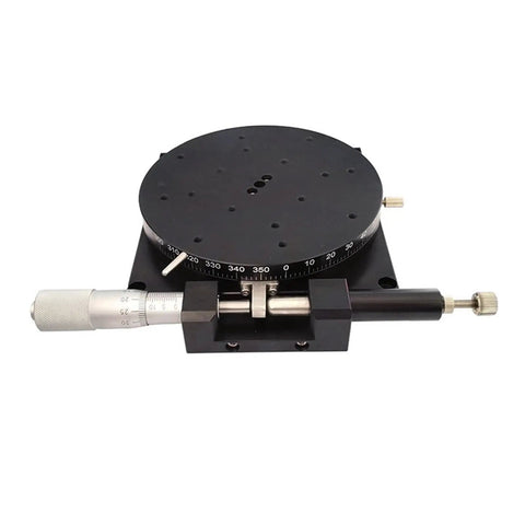 Motorized Rotary Positioning Stage PT-R100 Precision Fine-Tuning Slide Table 100mm, 49N Load Capacity, Worm Gear Drive