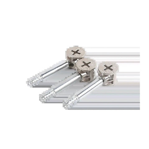 Close-up of 50Pcs 10-12-15-25mm Thickening Three In One Connector Eccentric Wheel Cam Lock Fittings For Panel Furniture Hardware