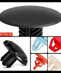 Close-up of Honda CR-V 2002-2011 Grab-and-Go 230 Piece Car Body Must-Have Fastener Kit with various colored push pin rivets.