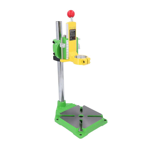 Built Tough Heavy Duty Drill Press Stand for 38 to 43mm drilling machines with rotatable head on green base.