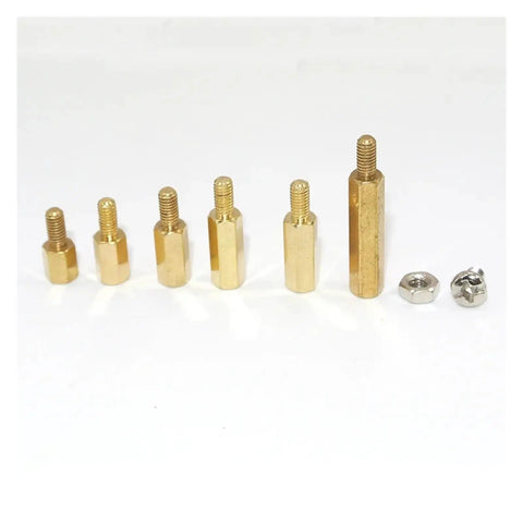 180-Piece M3 Threaded Pillar Spacers And Brass Standoff Kit For PCBs And Motherboards Includes Hex Nuts And 6mm Spacers Handy DIY Electronics Mounting Hardware, brass standoffs and hex nuts