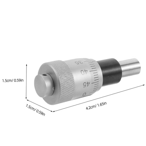 Stainless Steel Micrometer Head 0-6.5mm With Modular Interfaces And Precise Microadjustment For Industrial Metrology Workflows Pro Grade CNC Fixtures Sliding Gauges And Machining Measurement Tools, stainless steel micrometer head shown with 1.5cm and 4.2cm dimensions