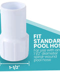 4 Piece Pool Vacuum Hose Cuffs Replacement Connectors Set For One And A Half Inch Spiral Hoses Durable Iron Thread Quick Connectors Air Line Adapters Hose Fittings And Plug Set White Pool Couplers For Inlet, 1-1/2 in ABS cuff