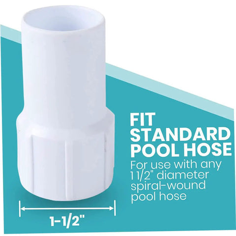 4 Piece Pool Vacuum Hose Cuffs Replacement Connectors Set For One And A Half Inch Spiral Hoses Durable Iron Thread Quick Connectors Air Line Adapters Hose Fittings And Plug Set White Pool Couplers For Inlet, 1-1/2 in ABS cuff