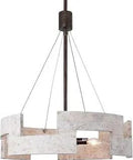 20-Inch Distressed White Wood Drum Chandelier With Five Lights, Farmhouse French Country Coastal Pendant Ceiling Light