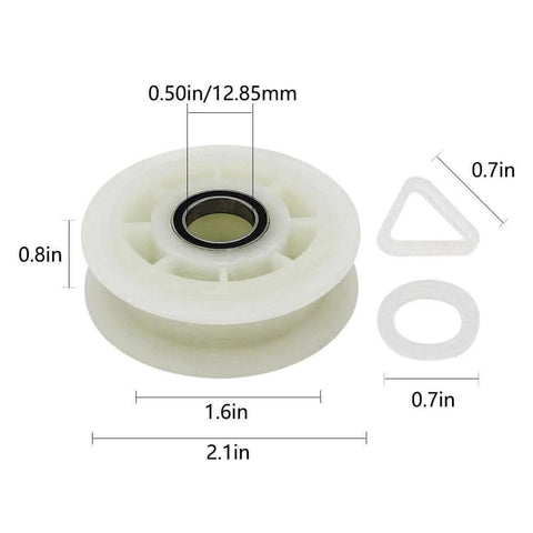 Dryer Idler Pulley Wheel Kit 2-Pack Replacement for 279640 2958 279640VP 3388672 697692 AP3094197 W10468057, shown with dimensions