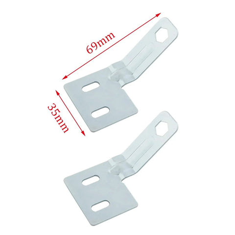 8 Pieces Bifold Door Surface Aligners Repair Parts Kit For Sliding Closet Doors And Bifold Closet Hardware Replacement Including Metal Top Pivot Brackets For Easy Installation And Repair Of Foldable Wardrobe Doors Silver showing metal brackets with dimensions marked 69mm and 35mm.