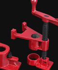 Heavy Duty 1/2 Inch Pipe Clamp Set With Rubber Padded Sleeves, red steel clamps for woodworking joints and frame builds.