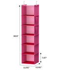 Hanging Closet Organizer With Bamboo Inserts And MDF Tops Pink Space Saving Shelves For Clothes And Accessories Ultra Durable Nonwoven Fabric