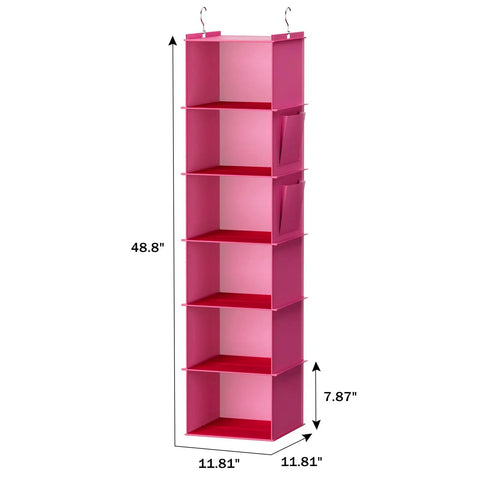 Hanging Closet Organizer With Bamboo Inserts And MDF Tops Pink Space Saving Shelves For Clothes And Accessories Ultra Durable Nonwoven Fabric