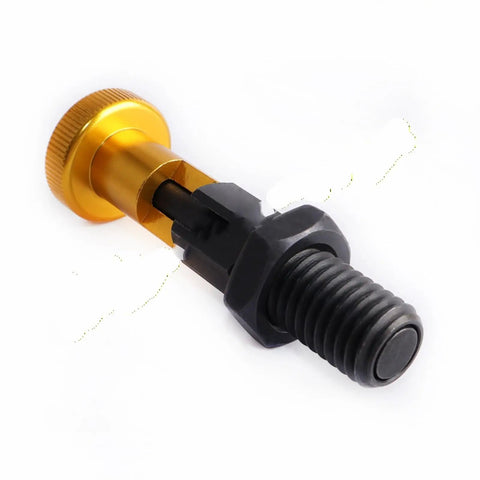 Heavy Hitter M6 M8 M10 Self Locking Spring Plunger with premium aluminum knurled knob in close-up view.