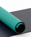 Antistatic Mat For Computer Repair And PC Building, ESD Safe Desk Pad For Electronics Lab, Oil And Grease Resistant PVC Double Layer Workbench Mat, Odor Free And Easy Clean, Built To Last, Available In 0.7 To 8 Ft Length, shown rolled and unrolled on a white background.