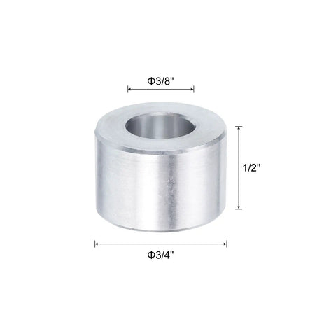 Aluminum Spacer 5 Piece Set With 3/8 Inch Bore, 3/4 Inch Outer Diameter, 1/2 Inch Length Standoff Bushing For 3/8 Inch Screws, Bolts, And Rods, Plain Finish Round Metal Spacer, Built To Last DIY Hardware