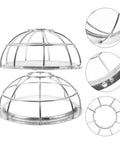 Heavy Duty Stainless Steel Sprinkler Head Protectors, two cage guards with detailed views for fire sprinkler ceiling mounts.