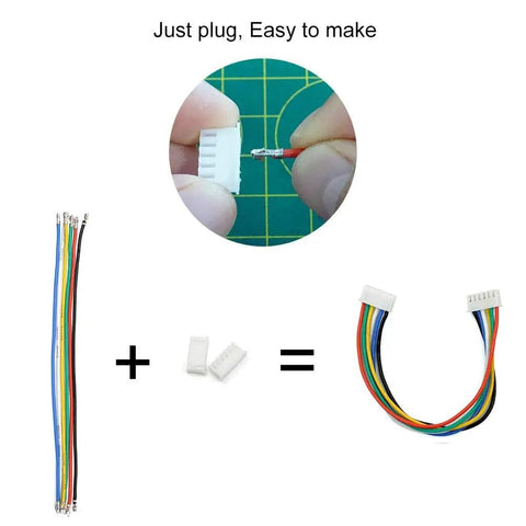 Pre-crimped wires and pin housing in 2.54mm JST Connector Kit with Plug and Play setup.