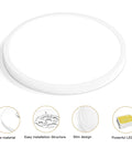 12 Inch Dimmable Flush Mount LED Ceiling Light Fixture Two Pack With Five Color Temperatures close-up showing design and details
