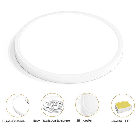12 Inch Dimmable Flush Mount LED Ceiling Light Fixture Two Pack With Five Color Temperatures close-up showing design and details