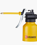 Yellow dual spout metal pump oiler for cars and bikes