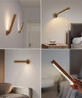 Rechargeable Battery Operated Wall Sconce Night Light with 360 Degree Rotating Magnetic Ball shown in various settings.