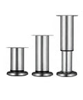 Three Stainless Steel Adjustable Furniture Legs, 4.7 Inch Height, 2 By 2 Inch Base, for Level Sofas Cabinets and Beds on Uneven Floors