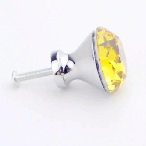 Dime Notch Quality 10 Pack Yellow Diamond Crystal Cabinet Knobs Hella Sturdy Heavy Duty Drawer Pulls prime closet hardware close-up view