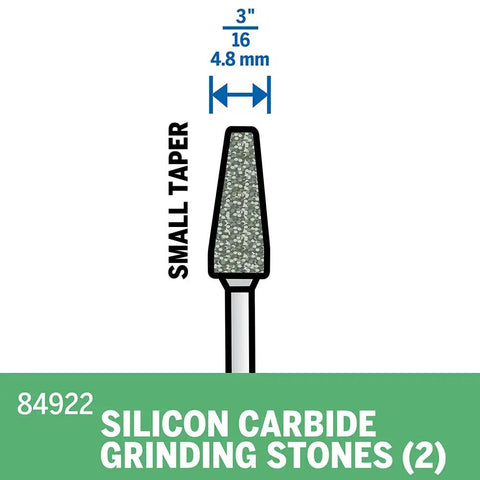 Silicon Carbide Grinding Stone Set 3 Pack For Rotary Tools Workhorse For Sharpening Deburring And General Grinding On Stone Glass Ceramic Porcelain Gemstones And Non Ferrous Metals, taper design, size 3/16 inch
