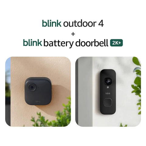 Guard Your Property With Zero Hassle Using This Five Camera Wirefree Home Security Kit That Delivers Hella Sharp 2K Doorbell Footage Quick Sync Module Hookup And Two Year Battery Life Modern Black including Blink Outdoor 4 and Blink Battery Doorbell.