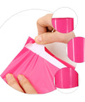 Close-up of Pink Thickened Waterproof Packaging Bags 17x30cm 100 Pack, showing tear-resistant self-seal feature for mailing