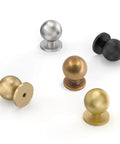 Matte Black Round Kitchen Cabinet Knobs And Drawer Knobs Set, 10 Pack displayed with various metal finishes, easy install, durable