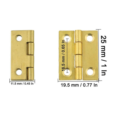 Ten Pack 1 Inch Brass Butt Hinges With Screws For Cabinets Drawers And Jewelry Boxes DIY Friendly Durable Solid Brass Rust Proof