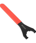 Premium High Carbon Steel Clamping Nut Wrench For ER32 Collet Chuck Spanner With Comfort Grip Ergonomic Handle, showing red handle.