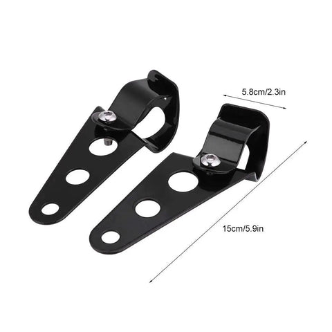 Dual Headlight Mount Brackets For 28mm-34mm Fork Tubes Motorcycle Headlamp Holder Kit, black stainless steel, 2-pack