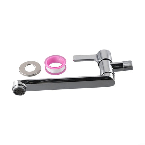 Cold Only Wall Mounted Faucet, Extended Reach 304 Stainless Steel Rotatable Kitchen Sink Tap with Single Lever for Mop Pool(20cm) parts including spout and fittings.