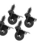 Swivel Caster Wheels For Three Quarter Inch Pipe Four Pack With Locking Mechanism, durable metal and rubber construction