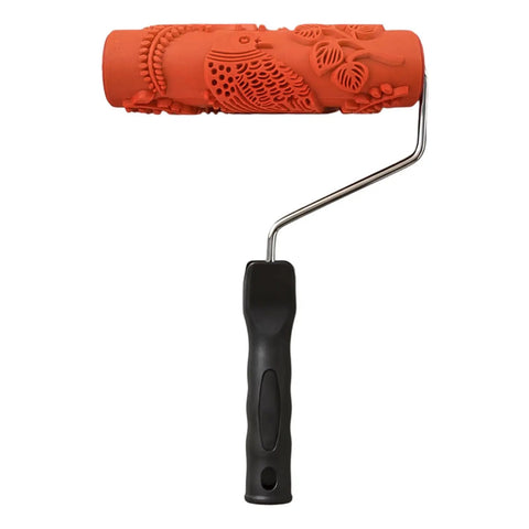 7 Inch Soft Rubber Embossing Paint Roller For Seamless Wall Texturing With Comfort Grip and Reusable Build, featuring a bird design.