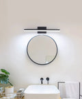 24 Inch Modern LED Vanity Light For Bathroom In Black Painted Finish Dimmable 24W Cold White 5000K 1680 Lumens Installed Above Mirror