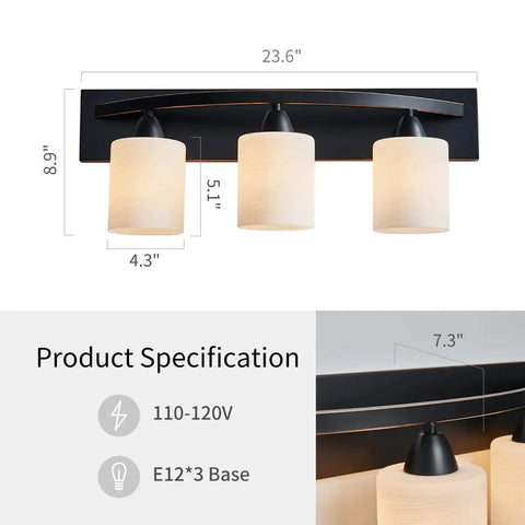 Oil Rubbed Bronze Vanity Light Fixture With White Glass Shade, Modern Wall Sconce For Bathroom, Adjustable Upward Or Downward Mount Over Mirror, Sleek Contemporary Bath Lighting Upgrade