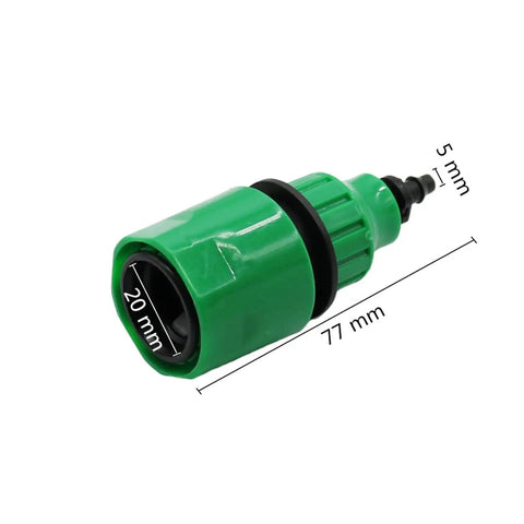 Easy Fit Garden Hose Quick Connect Kit 1/4 Inch And 3/8 Inch Hose Connectors 100 Pieces End Fittings For Irrigation Watering No Fuss Fast Install Durable Quick Coupling For Easy Setup And Water Saving. green plastic hose connector, 20 mm inlet, 77 mm length, 5 mm tip