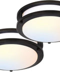 13 Inch Flush Mount LED Ceiling Light Fixture With Adjustable 2700K To 5000K Color Temperature, Dimmable Oil Rubbed Bronze, Two Pack