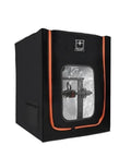 3D Printer Enclosure With LED Light For Ender Series Keeps Dust Out And Maintains Stable Temperature While Printing Built In LED Illumination Lets You Watch Progress Without Opening The Door No Brainer Install And Quiet Operation, black enclosure with window, angled view