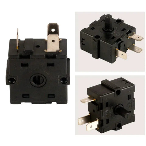 Electric Room Heater With Rotary Selector 3 Pin 2 Gear And 5 Pin 3 Gear 250V 16A close-up of black manual switch