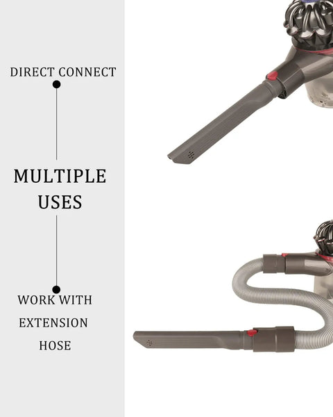 Crevice Tool Attachment For Gen5 V15 V15s V12 V11 V10 V9 V8 V7 Cordless Vacuum Cleaners, shown with direct connect and extension hose options