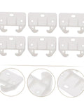 Plastic Drawer Slide Kit Heavy Duty Rails With Latches shown in white, set of eight pieces for cabinets and dressers, detailed view.