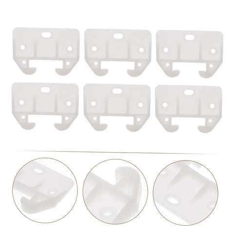 Plastic Drawer Slide Kit Heavy Duty Rails With Latches shown in white, set of eight pieces for cabinets and dressers, detailed view.