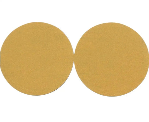 Grab This Awesome 100-Piece Set Of Self-Adhesive Sanding Discs With Flocking For Rotary Tools Includes Six Grit Ranks From 80 To 400 two circular yellow sanding discs