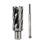 Oscarbide annular cutter and 2-flat mag drill bit with pilot pin; 1-1/8 in diameter, Weldon shank
